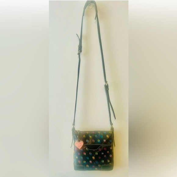 DOONEY & BOURKE Black Multicolored Rainbow DB Signature Letter Carrier Crossbody - Picture 2 of 16
